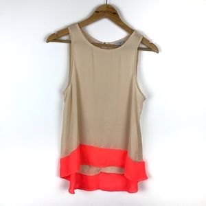 Tobi | Flowy Neon Trim High Low Tank Blouse